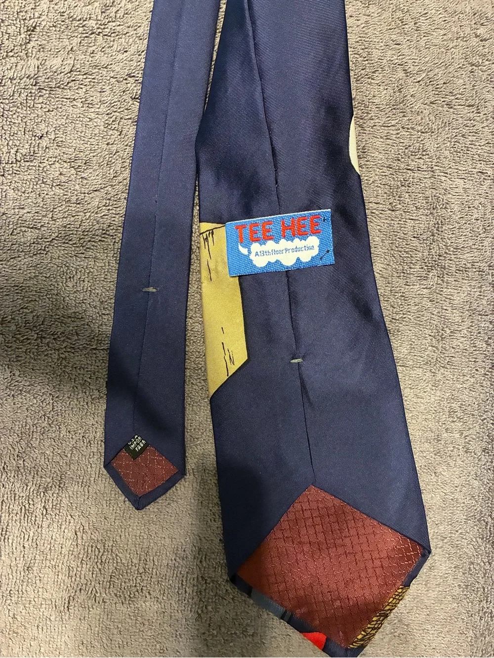 Vintage TeeHee Political Humor Necktie 100% Silk 90s Satire Novelty Navy & Red